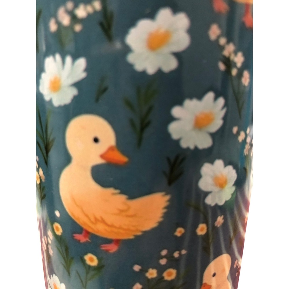 Rubber Ducky Floral Stainless Steel Cute Insulated Drink Tumbler/Lid 20 oz Teal - Picture 5 of 5